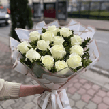 “Pure Respect” – White Imported Rose Bouquet