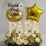 World Best Dad__Imported Roses with LED & Personal Balloons