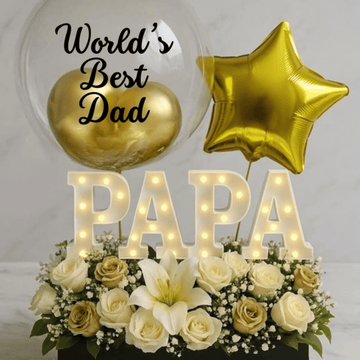 World Best Dad__Imported Roses with LED & Personal Balloons