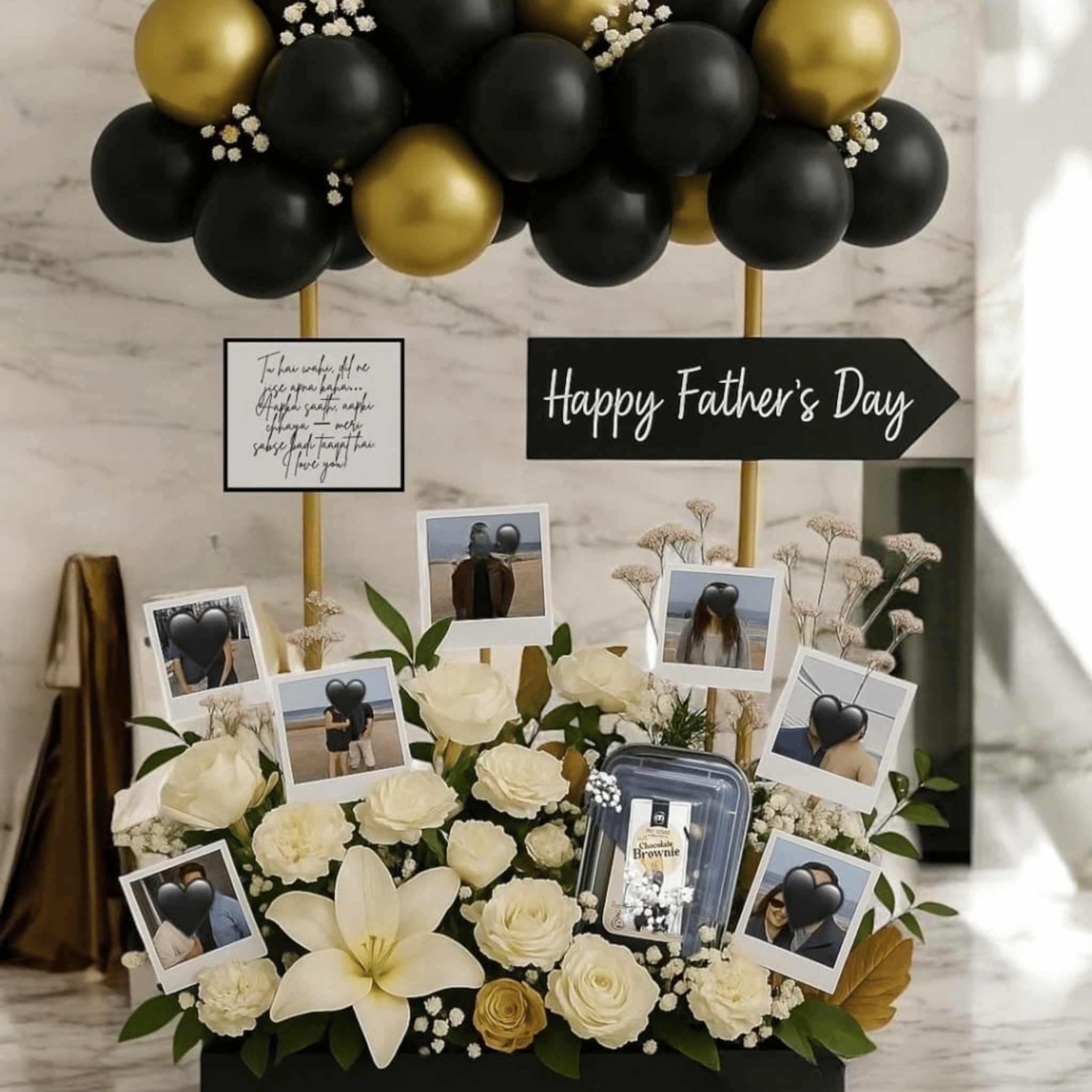 Imported Flower Display with Balloon Decor & Memories