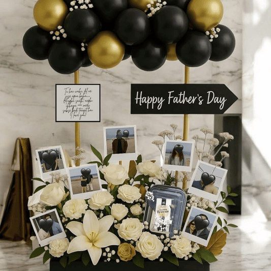 Imported Flower Display with Balloon Decor & Memories