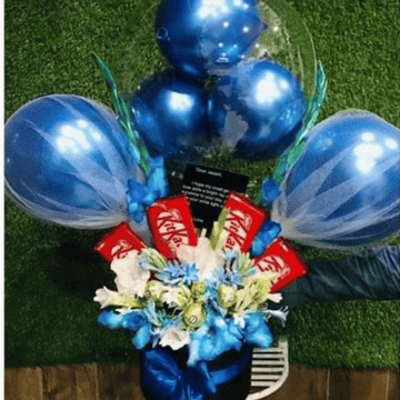 Flower & Chocolate Box with Balloons