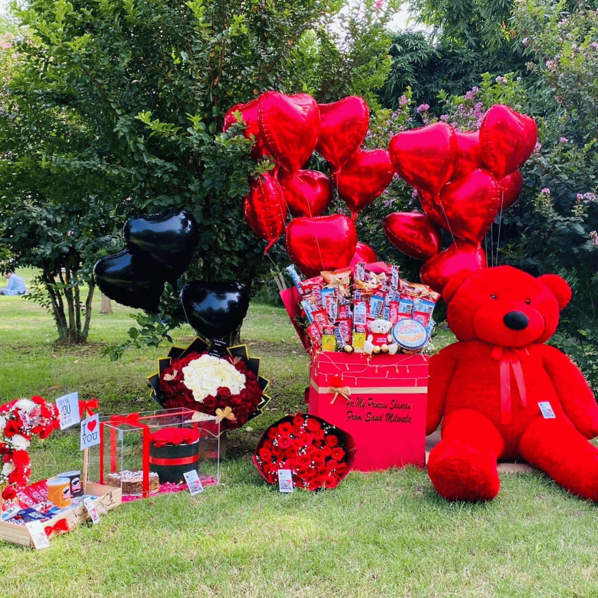 Premium Surprise Box – Roses, Red Teddy & Chocolates