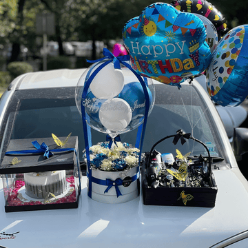 Luxury Men's Care Giftbasket|imported Flowers Chocolates Cake Helium Baloons For Him
