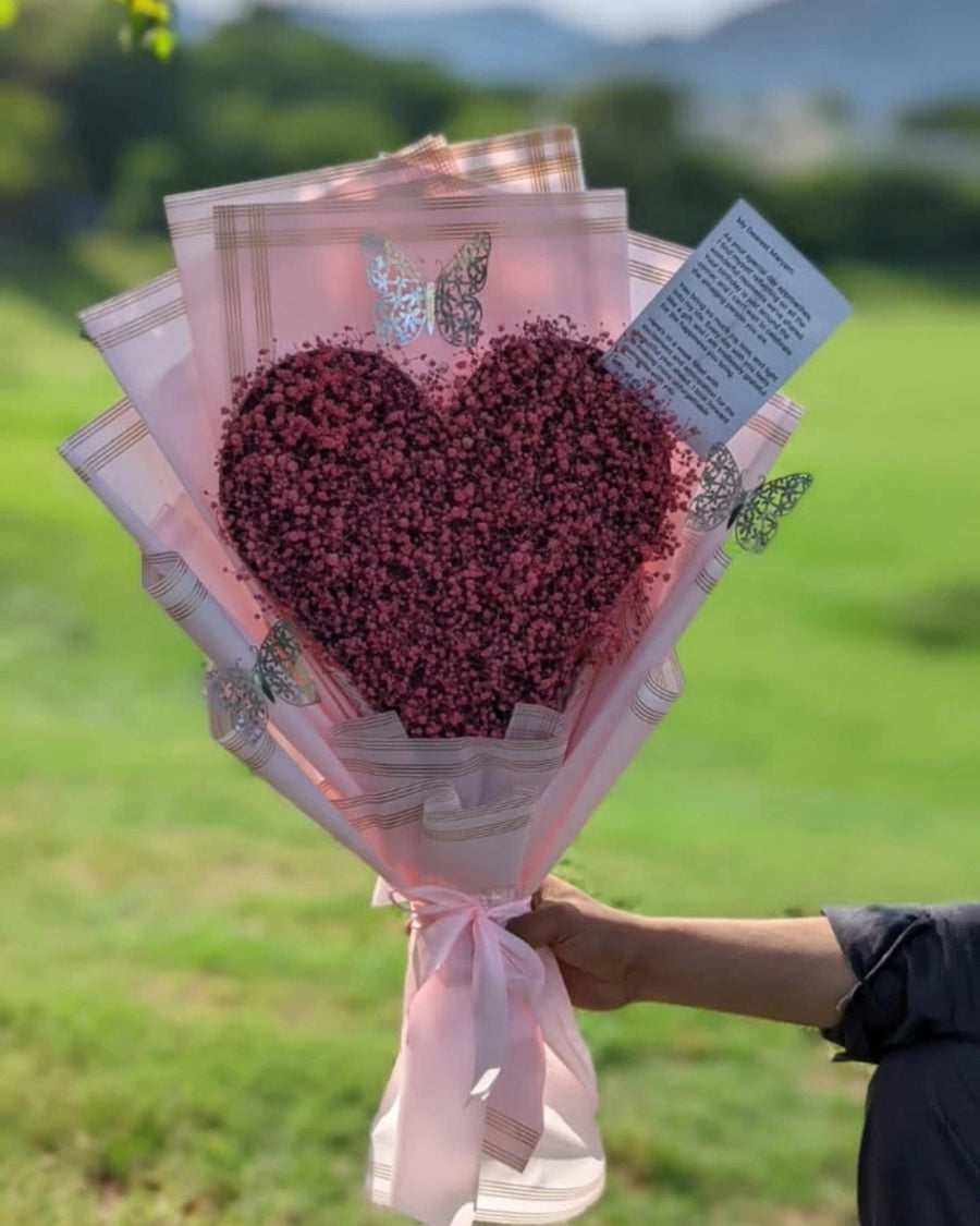 Baby's Breath Heart Bouquet For Mother