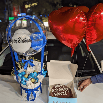 All-in-One Gift Box: Flowers, Cake, Ferrero Rocher & Heart Balloons