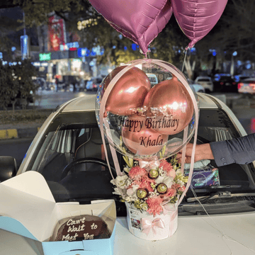 Luxury All-in-One Gift: Flowers, Cake & Balloon Box with Chocolates