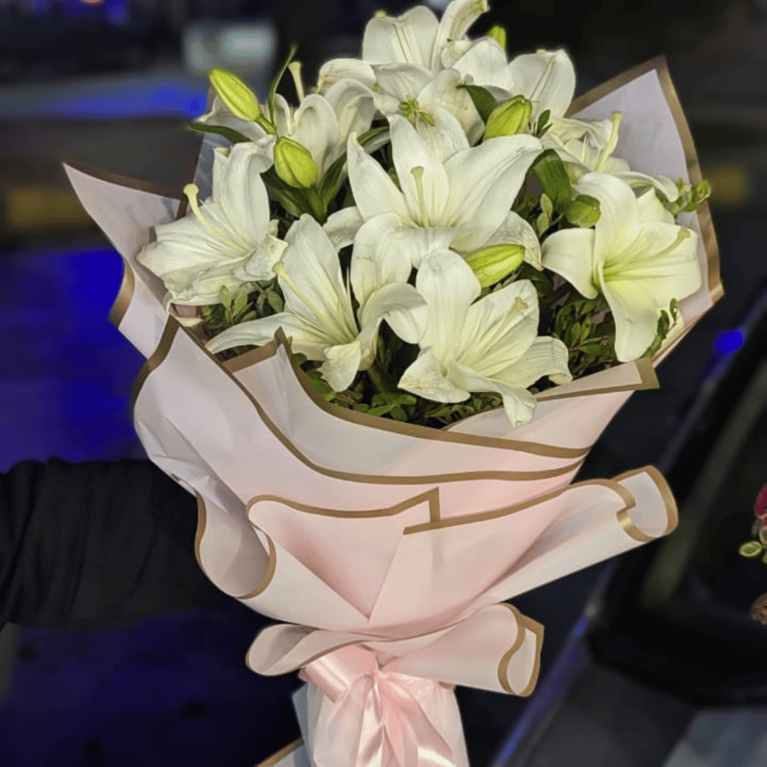 Stunning White Lily Arrangement