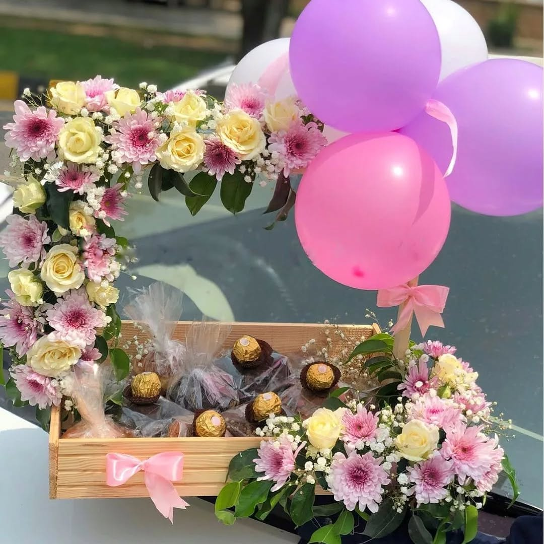 Luxurious Ferrero Rocher Chocolate Basket with Elegant Flower Decoration