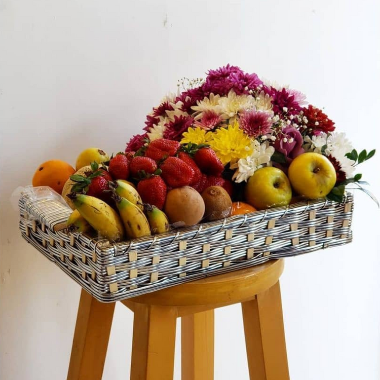 Fresh Fruits Basket with Flowers – A Perfect Blend of Health & Beauty