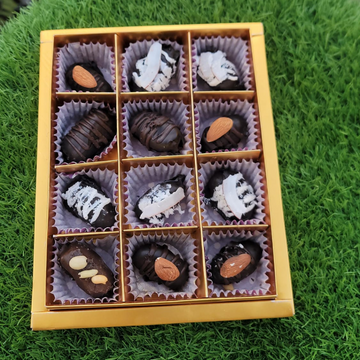 Premium Dates Box with Almonds, Peanuts, Pistachios & Coconut Garnishing