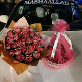 Special Deal – Pink Roses Bouquet & Chocolate Basket