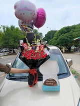 Red Roses Bouquet with Cake for her
