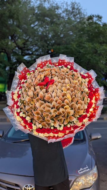Grand Eid Special: 1 Million PKR Money Bouquet with Fresh Red & White Roses