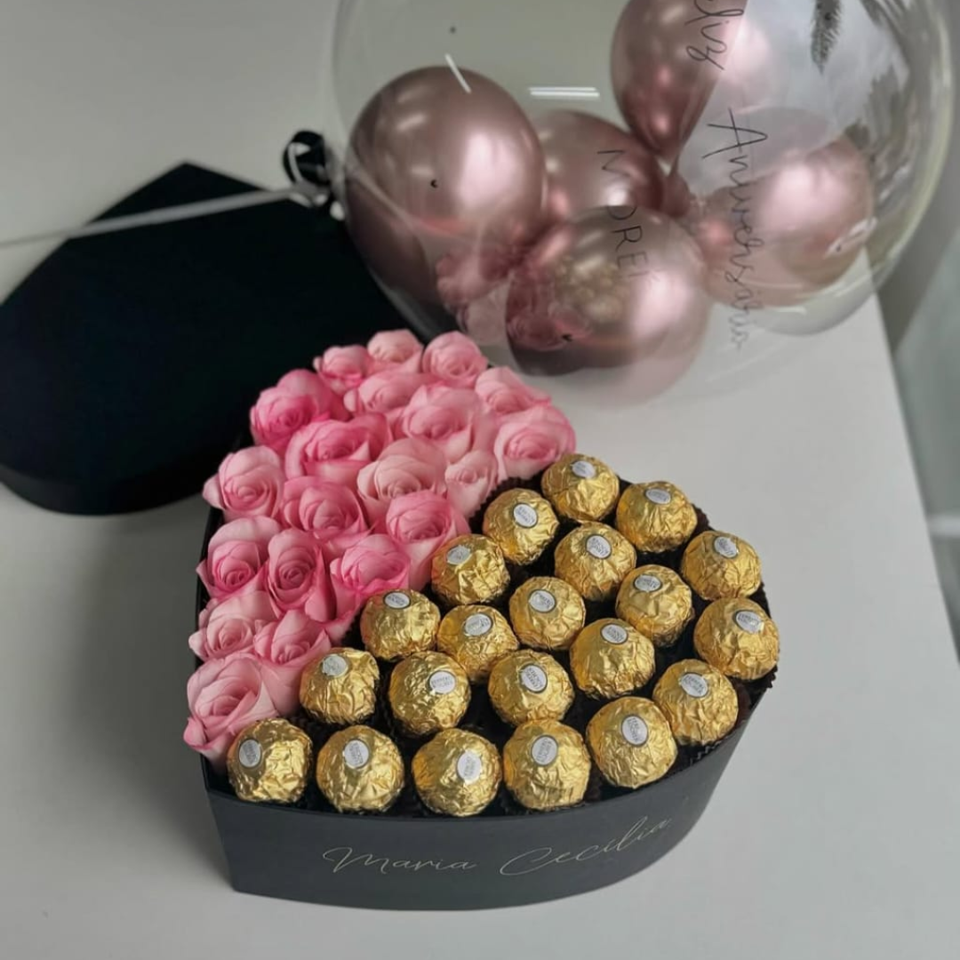 Perfect Love: Pink Roses and Ferrero Rocher Together