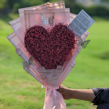 Baby’s Breath Pink Heart Bouquet – Sweet & Charming