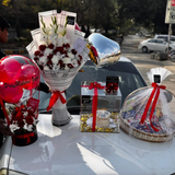 Ultimate Celebration Combo – Imported Flowers, Chocolate, Balloons & Customised Cake