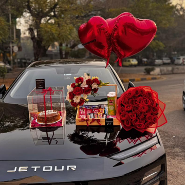 Love Deal – Imported Red Roses, Chocolate Basket & Heart Balloons