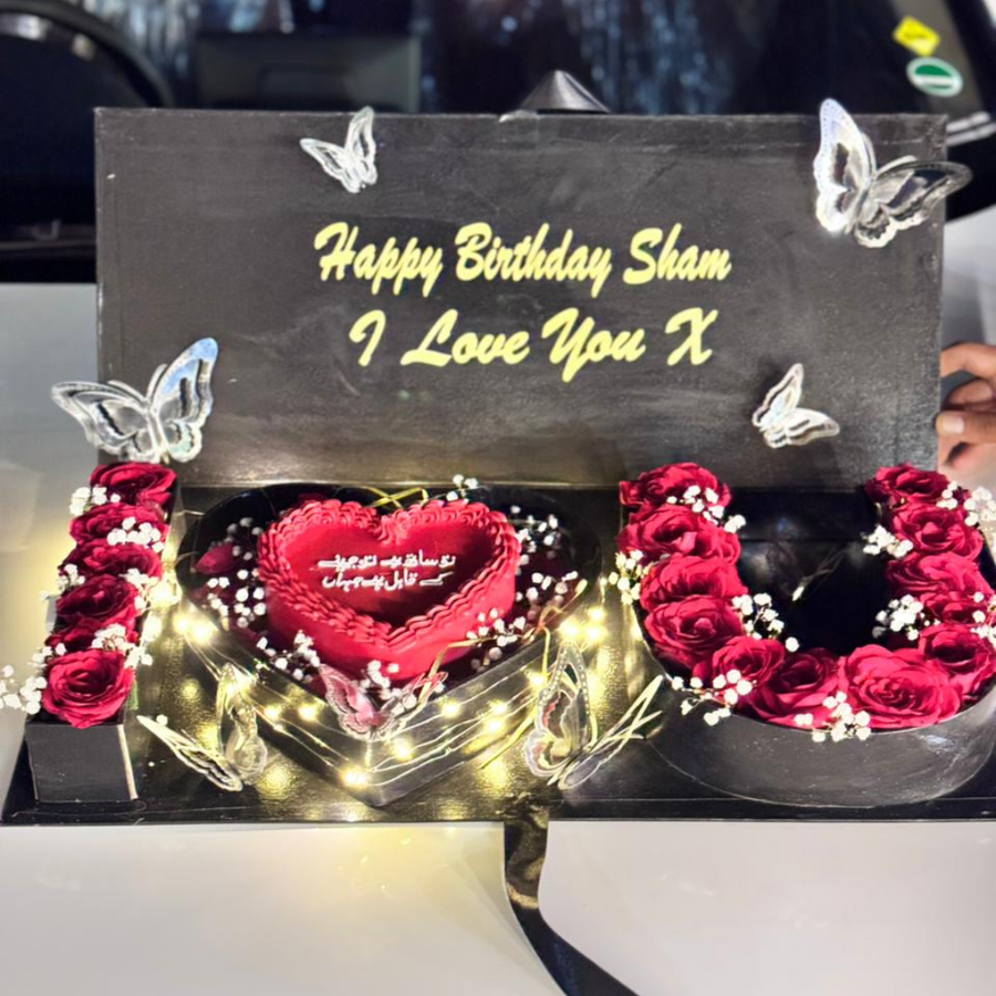 “I Love You” Gift Box for Her – Full of Cake & Roses – Valentine Gift