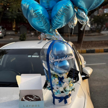 Congratulations Special – Flower, Balloon & Cake Combo