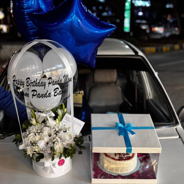 Birthday Special for Him – Balloon Box with Cake