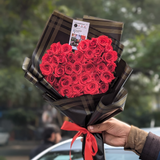 Mini Heart-Themed Red Rose Bouquet