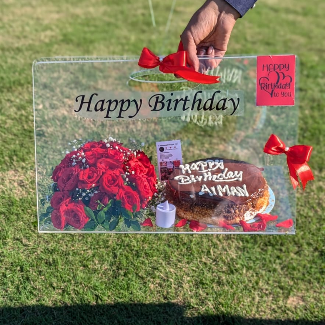 Acrylic Handbag With Fresh Flowers🌹&Cake🎂for Her♥️