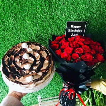 For the Best Appi: A Beautiful Flowers Bouquet & Delicious Cake Treat